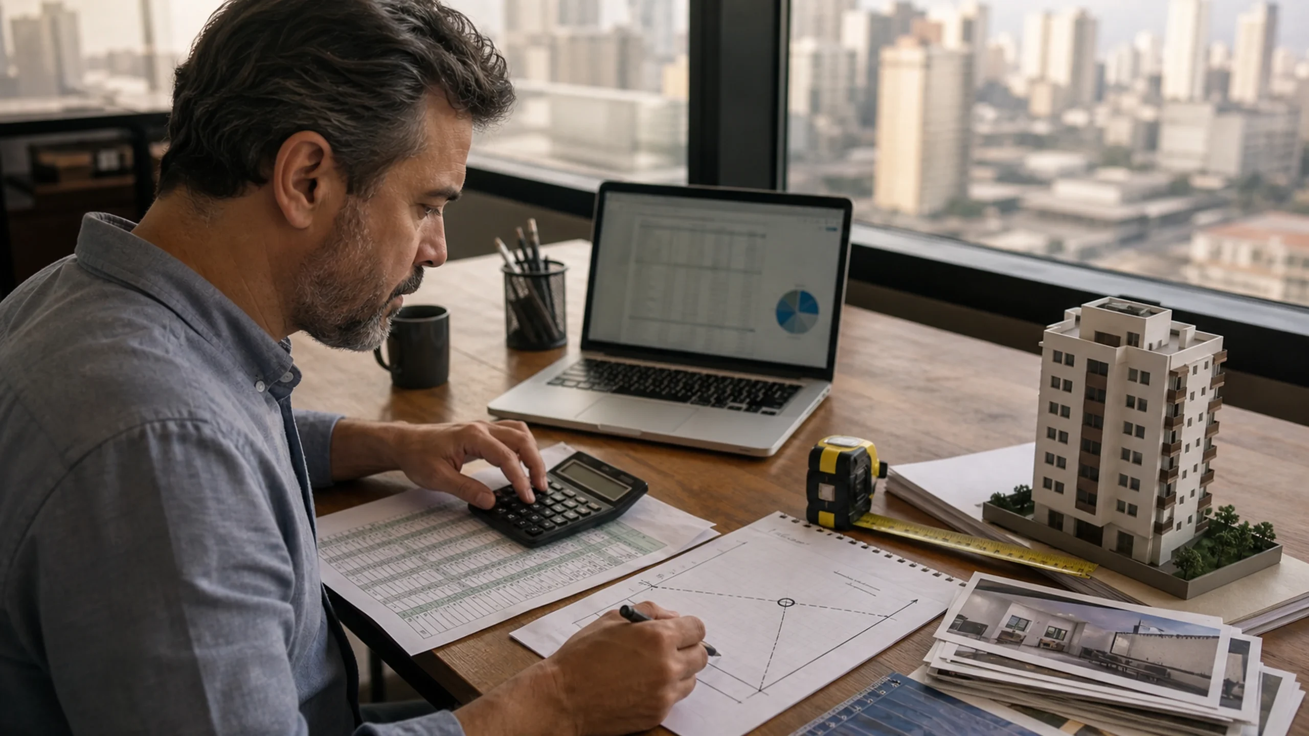 Investidor calcula o lance máximo usando planilha, calculadora e dados do imóvel