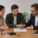 Casal recebe orientação para interpretar um edital de leilão de imóvel