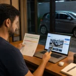 Comprador participa de leilão online de veículos e confere relatório de inspeção