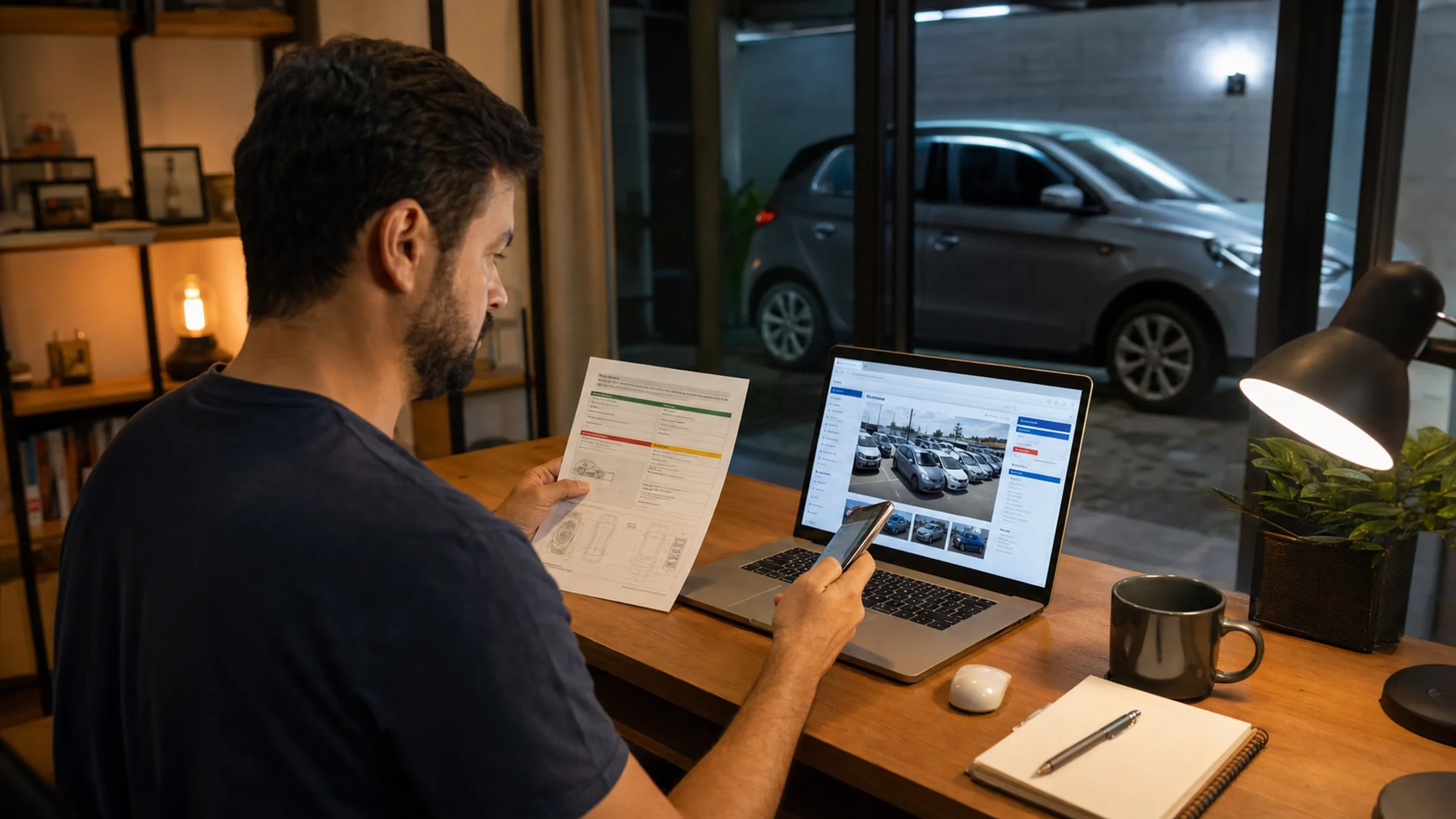 Comprador participa de leilão online de veículos e confere relatório de inspeção