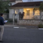 Profissional observa de uma via pública sinais de ocupação em imóvel de leilão